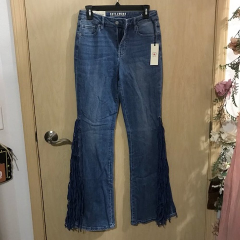 NEW!! IDYLLWIND LONG FRINGE STAR DENIM FLARE PANTS